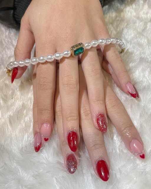 Rood, glitter, hartjes